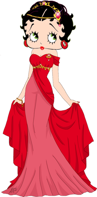 A Princess In Red ~ - Betty Boop Long Dress - (378x701) Png Clipart Download