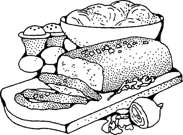 Related For Vintage Food Clipart - Food Black And White Clipart (600x442)