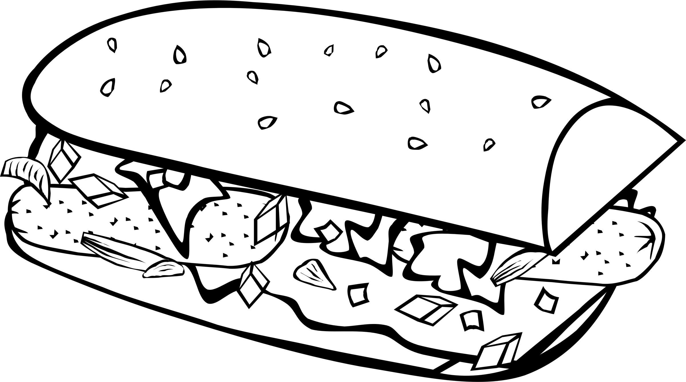 Food Drawings Black And White (2400x1338)