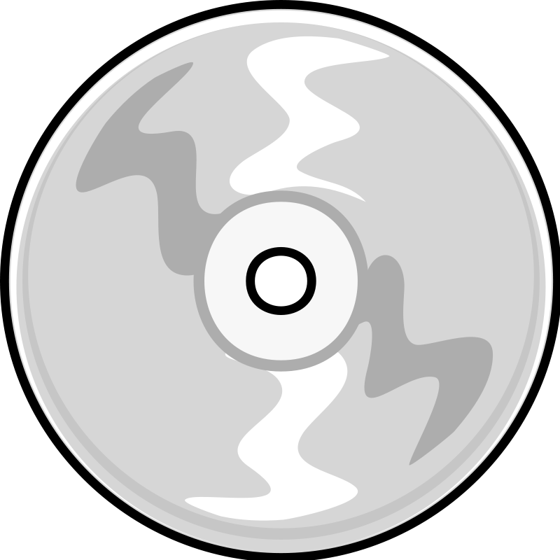Compact Disc Clip Art Download - Cd Rom Black And White Clipart (800x800)