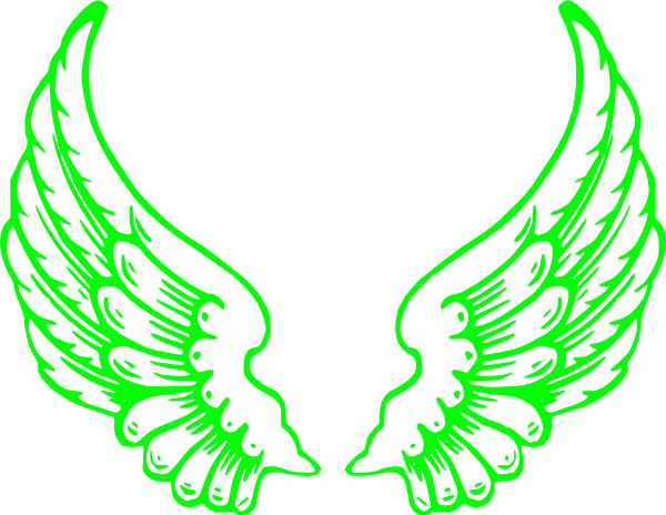 Lime Green Wings Clip Art At Clker - Angel Wings Coloring Pages (600x464)