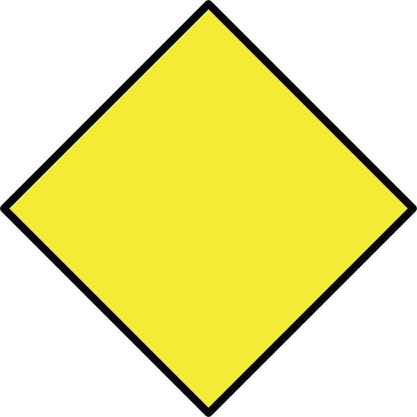 Diamond Clipart Rhombus - Blank Yellow Warning Sign (600x600)