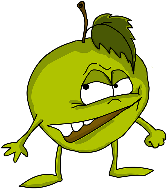 Leaf Cartoon - Evil Apple Cartoon (813x720)