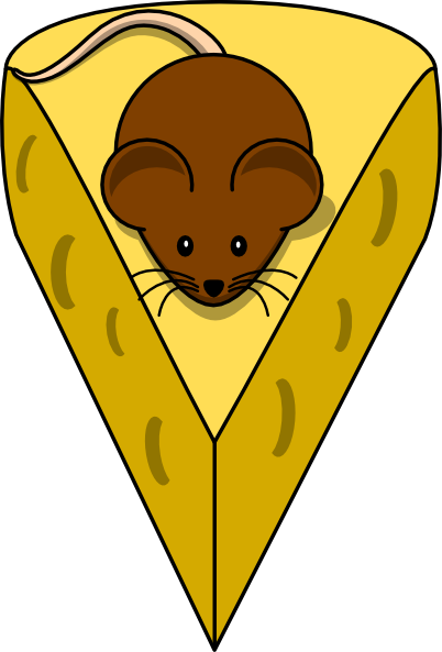 Brown Mouse On Cheese Clip Art At Vector Clip Art - Cartoon Mouse With Cheese (402x593)