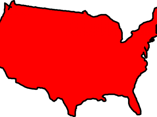 Us Cliparts - United States Outline Red (640x480)