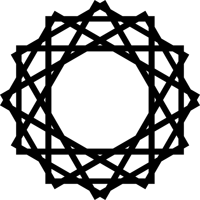 White Black, Simple, Star, Pattern, Figure, Design, - Islamic Design Vector Png (640x640)