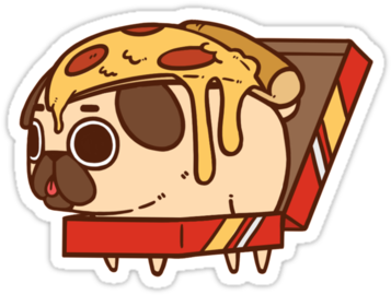 Guaranteed To Eat Your Pizza In 30 Minutes Or Your - Cartoon Pug (375x360)