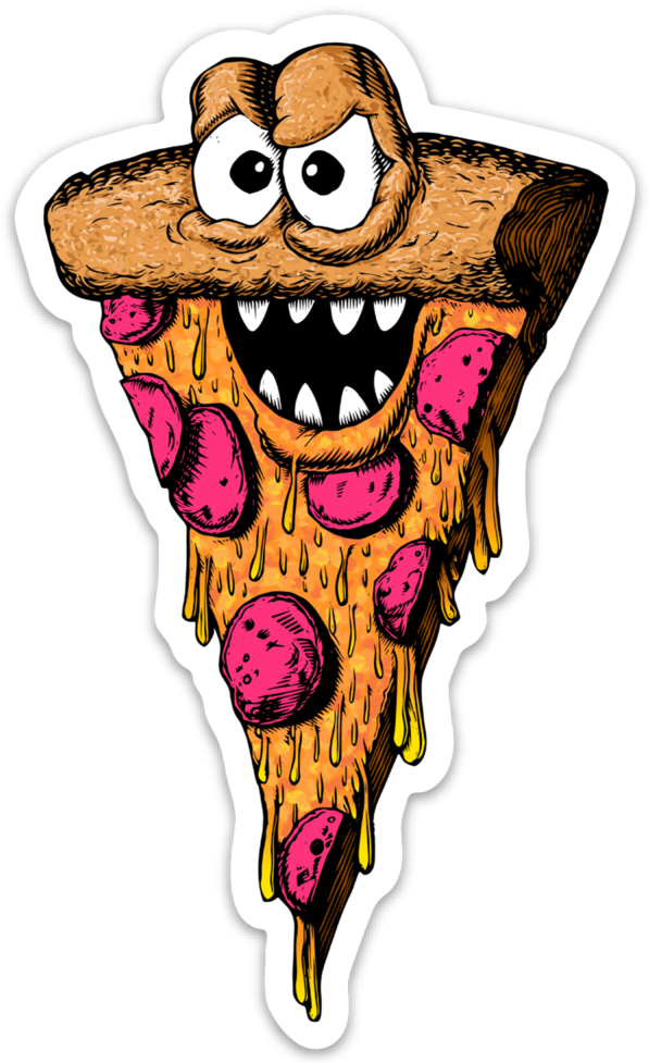 Image Of Pizza Monster Sticker - Cartoon Monster Sticker Set (597x977)