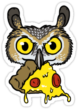 "pizza Owl" Stickers By Erin Flannery - Boxer Briefs (375x360)
