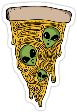 Alien Pizza Sticker- Bayray $5 - Stickers Alien (375x360)