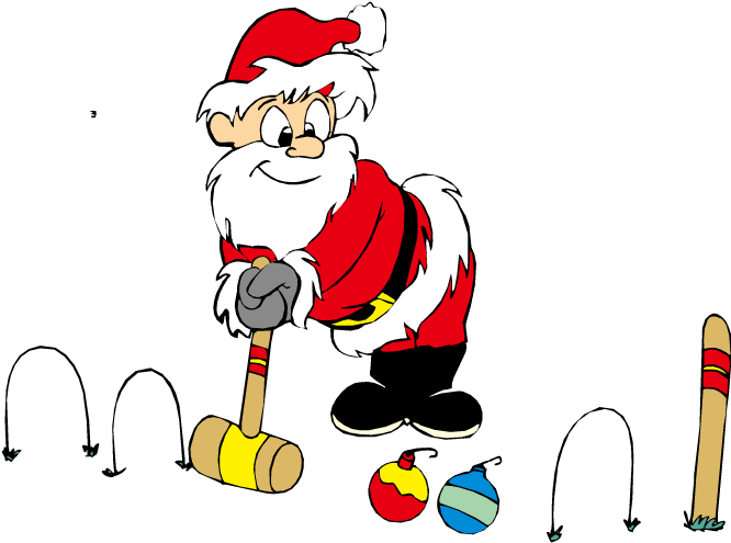 Santa Claus Croquet Basketball Animation Clip Art - Santa Croquet With Ornaments Greeting Cards (700x700)