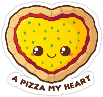 "a Pizza My Heart" Stickers By Pai-thagoras - Kawaii Pizza Heart (375x360)