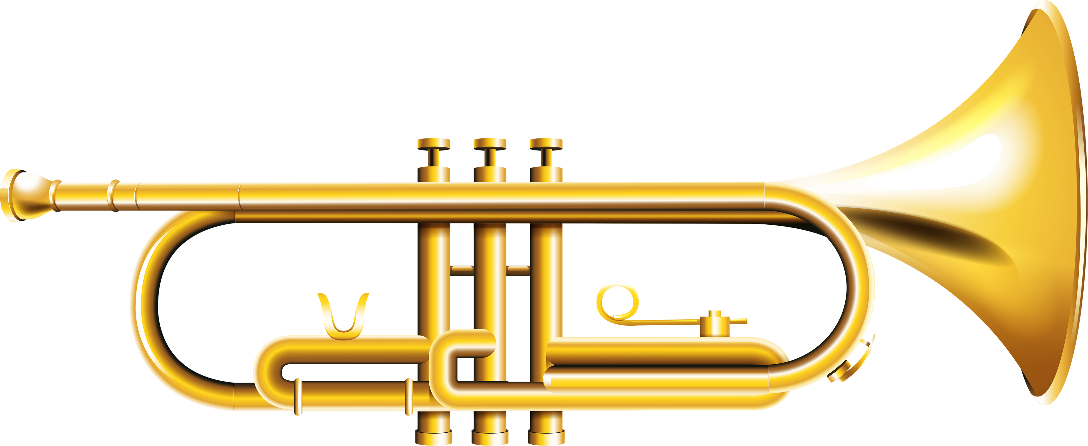 Trumpet Png - Trumpet With Music Notes (3515x1441)