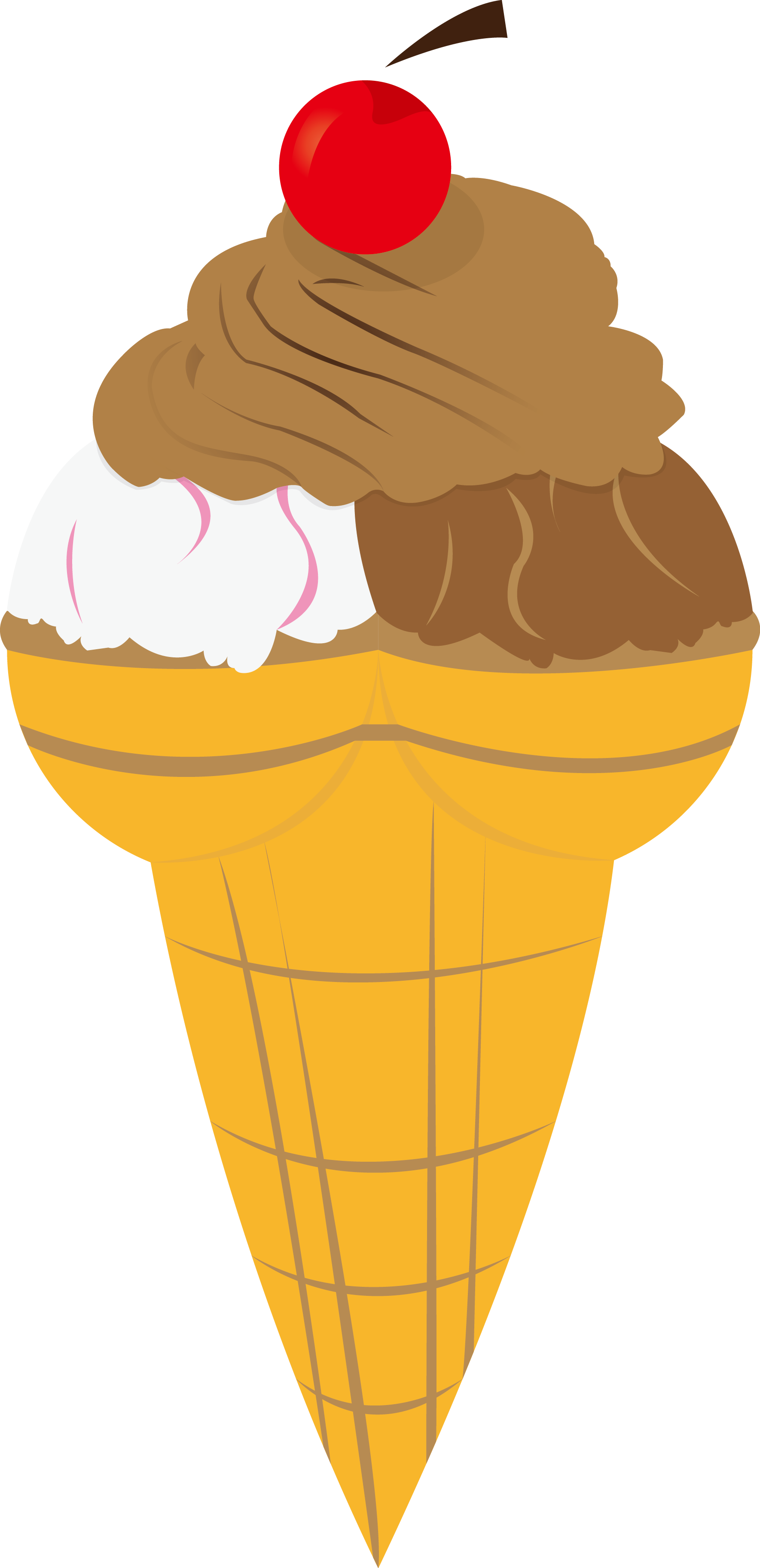 Neapolitan Ice Cream Sundae Ice Cream Cone Cherry Ice - Neapolitan Ice Cream Sundae Ice Cream Cone Cherry Ice (1769x3647)