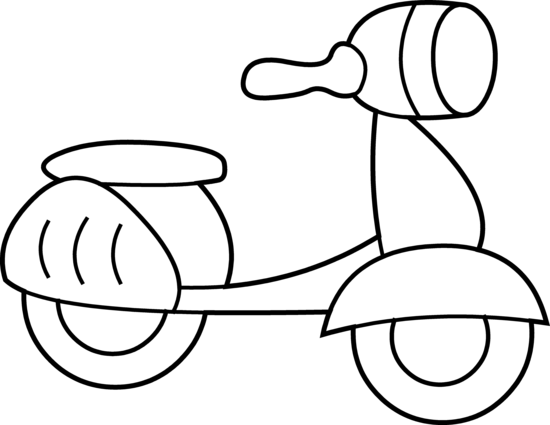 Scooter Clip Art Black And White - Scooter Cartoon Black And White (550x425)