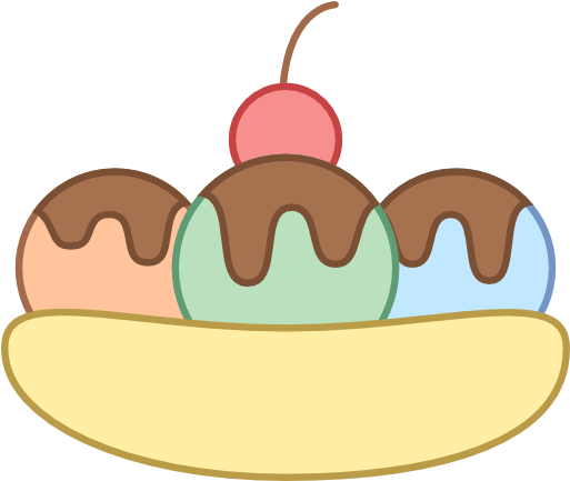 Ice Cream Sundae Clipart - Banana Split Vector Png (512x512)