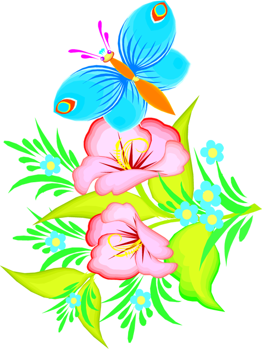 Butterfly And Flower Drawing - Clip Art Flowers And Butterflies (530x705)