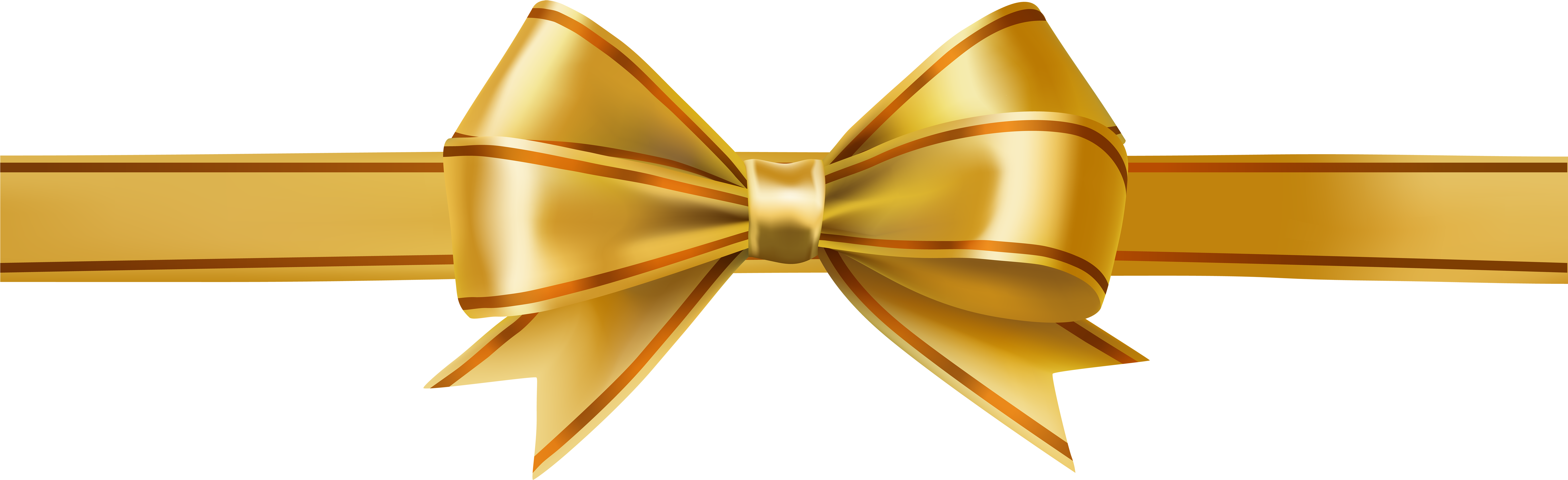 Gold Bow Ribbon Clipart - Golden Ribbon Bow Png (8000x2604)