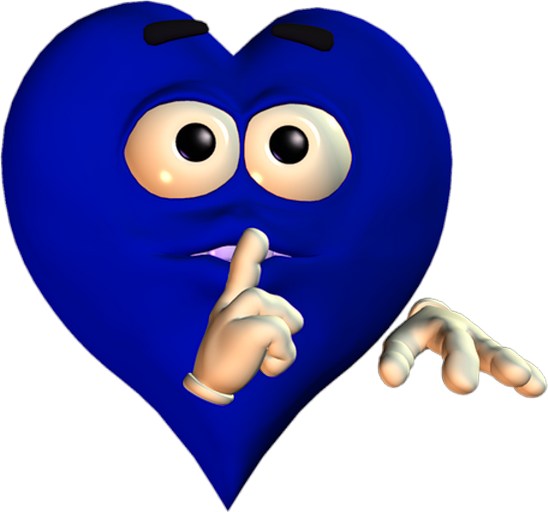 Hd Cœur Bleu Silence Doigt Sur La Bouche - Emoticon (548x512)