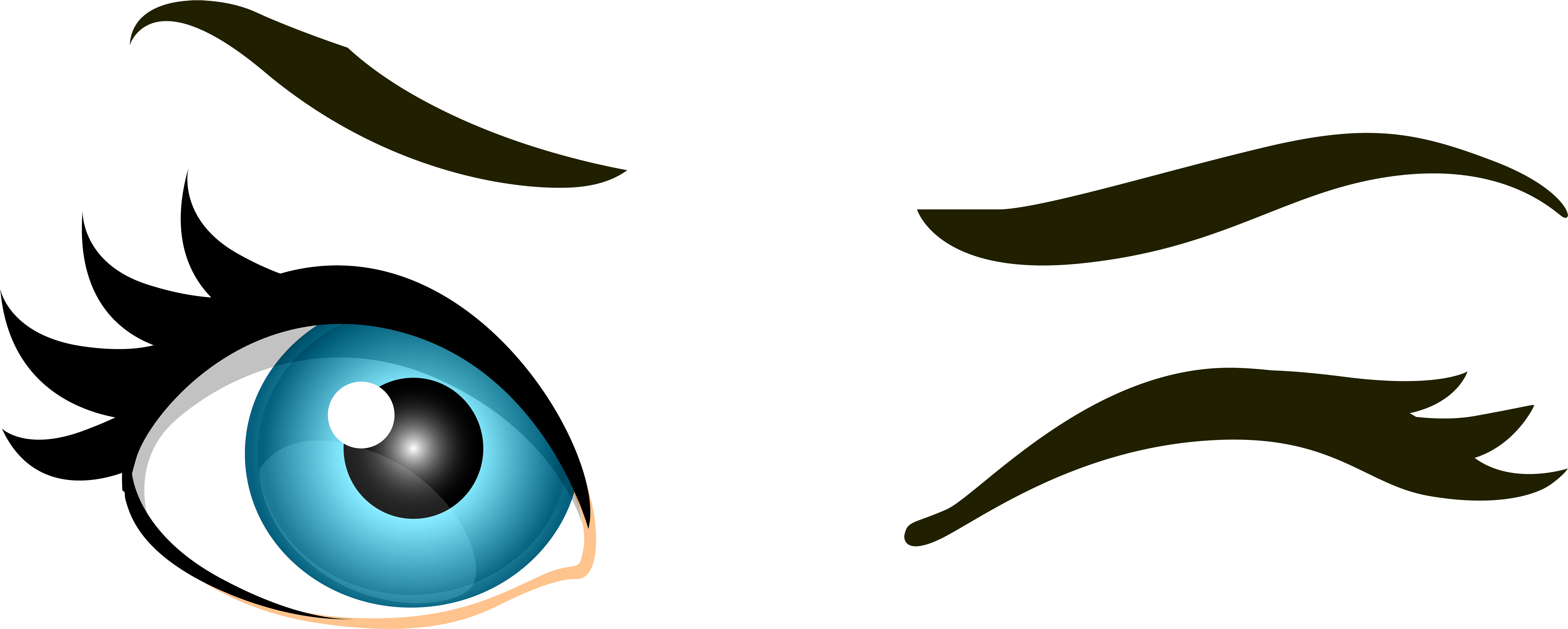 Blue Winking Eyes Png Clip Art - Eyes Clip Art (7000x2809)