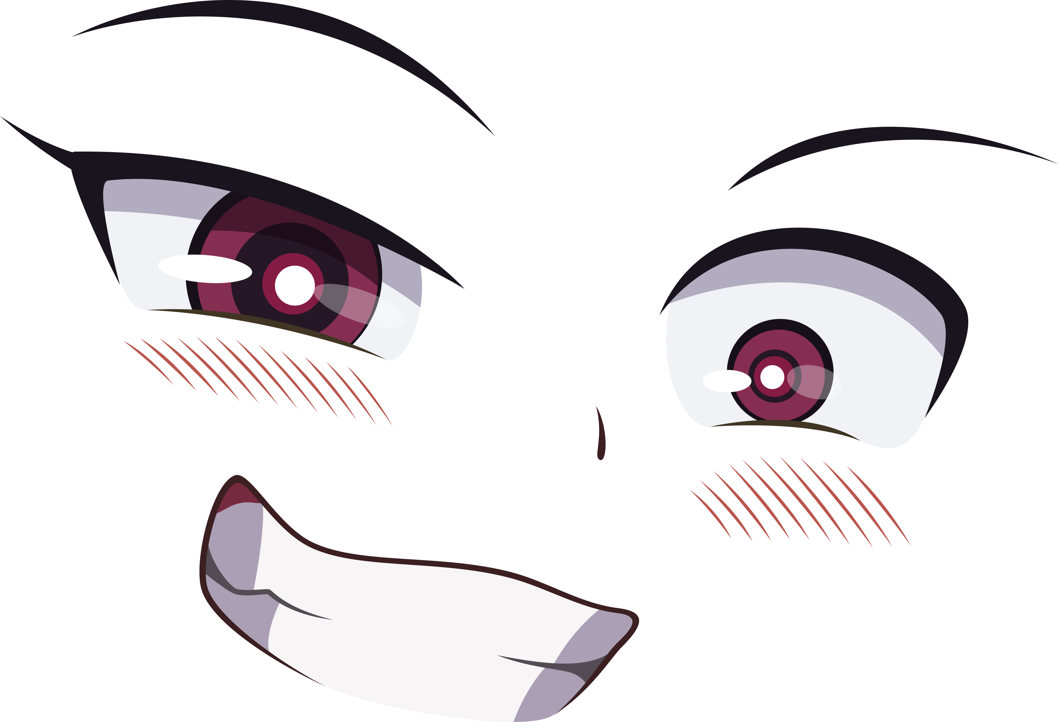 Eye Face Eye Nose Facial Expression Eyebrow Purple - Anime Eyes And Mouth Png (3500x2387)