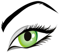 Vector Image Of Ladies Green Eye With Eyebrows - Eye Clip Art (353x500)