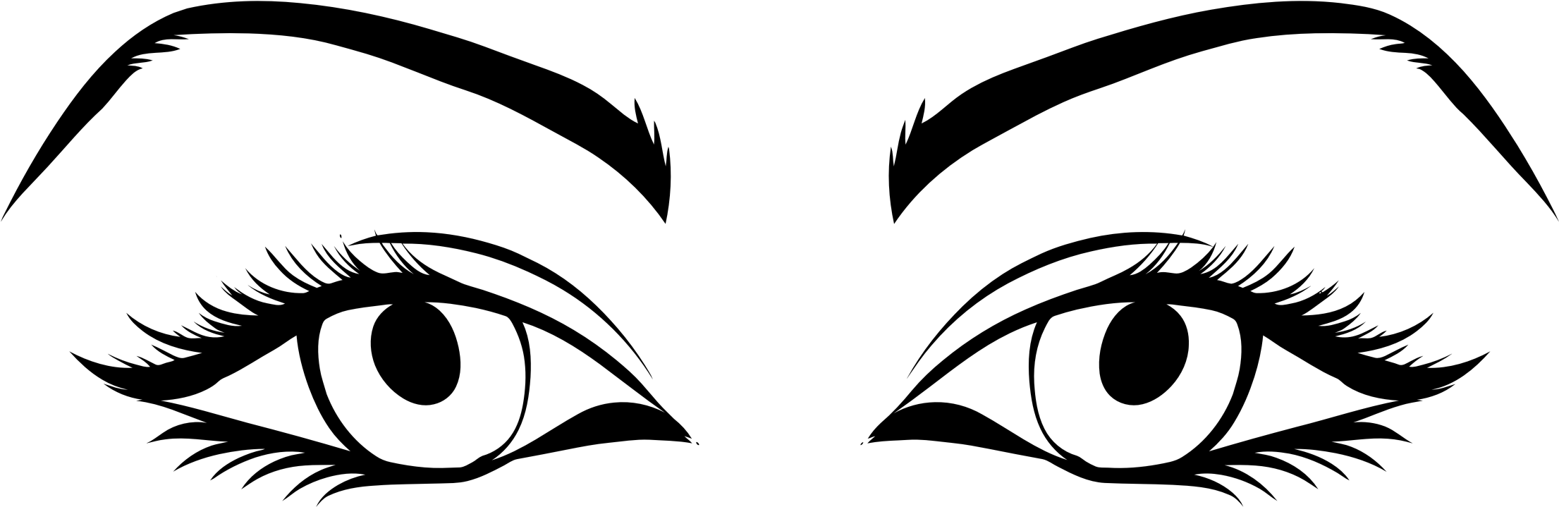 Black White Elements Series 12 Items Silhouette Clipart - Eyes Black And White (2306x750)