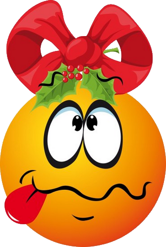 Boule De Noël Orange Perplexe Qui Tire La Langue - Smiley Tire La Langue (337x500)