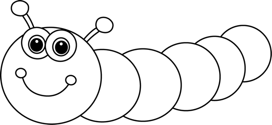 Black And White Cartoon Caterpillar - Caterpillar Clipart Black And White (550x253)