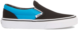 Vans Classic Slip On Youth Shoes Black/vivid Blue - Skate Shoe (286x480)