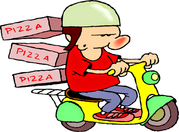 Making Pizza Clipart - Pizza Delivery Boy (592x436)