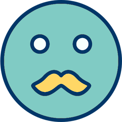 Smiley Émoticône Clipart Cartoon Visage Bleu Moustache - Catamarca Ciudad (400x400)