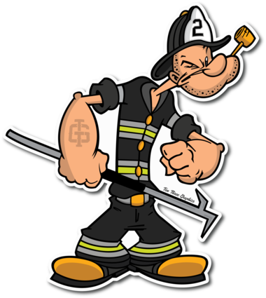 Engine Man Decal - Popeye Firefighter (380x425)