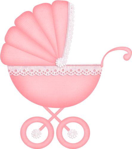 Carriage Clipart Baby Pink - Baby Carriage Clipart Pink (444x500)