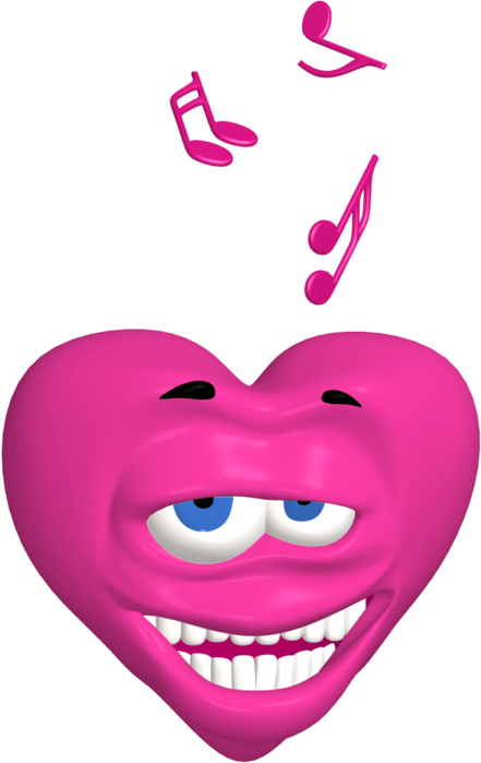 Cœur Rose Notes De Musique - Emoticon (441x699)