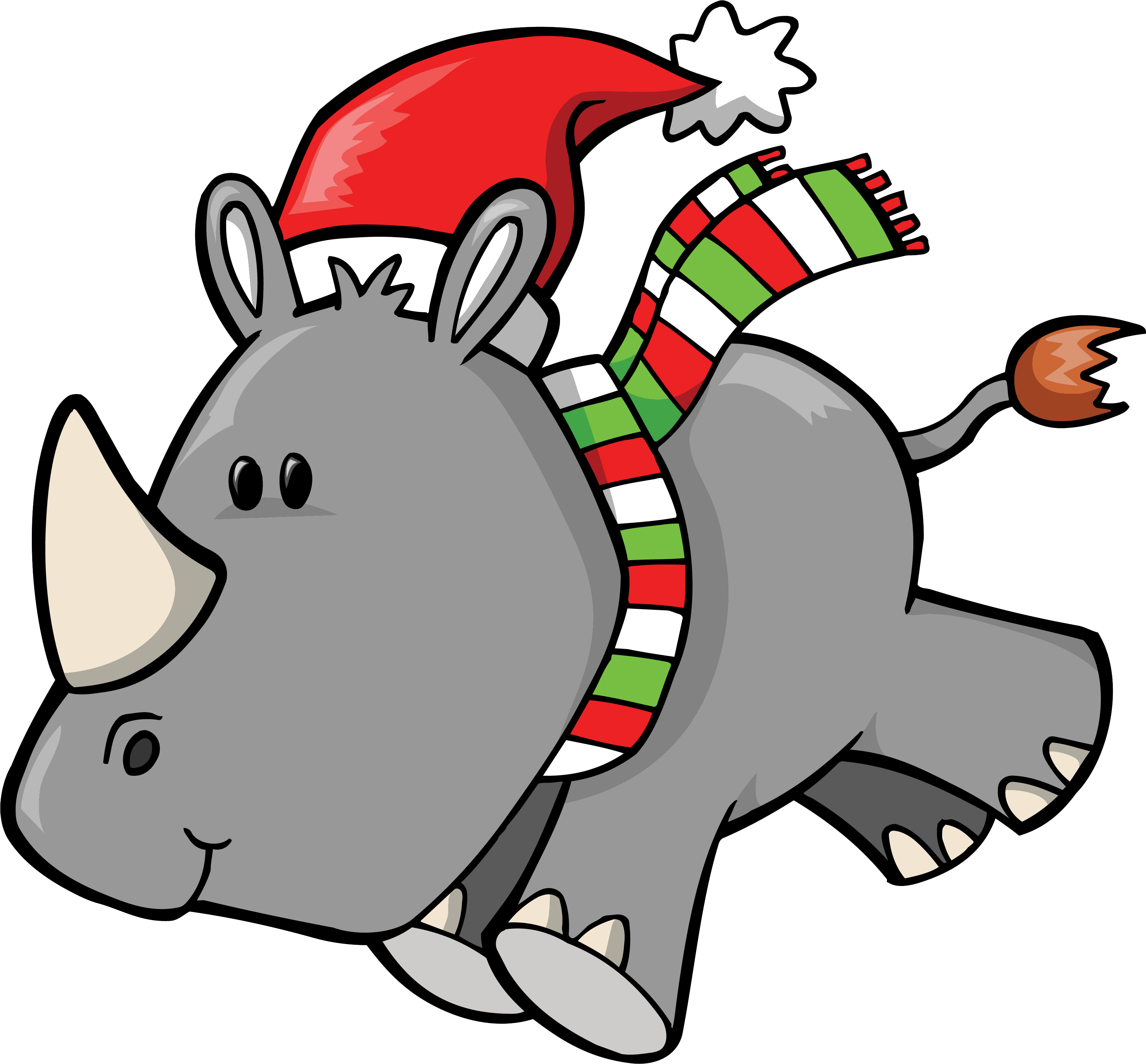 Rhinoceros Christmas Clip Art - Rhinoceros Christmas Clip Art (3533x3282)