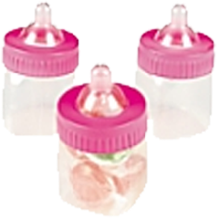 Plastic Pink Baby Bottle Containers - Pink Mini Fillable Baby Bottles (pack Of 12) (480x480)