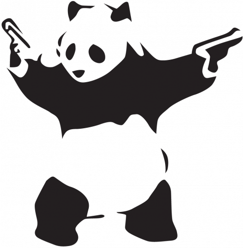Sticker Jdm Two Guns Panda - Panda With A Gun (500x500)