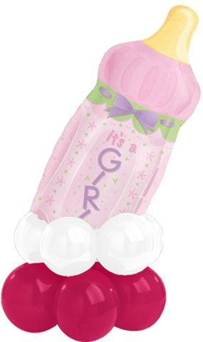 Feeder Baby Girl Compact Balloon - 31" Baby Bottle Girl Supershape Foil Balloon (600x600)