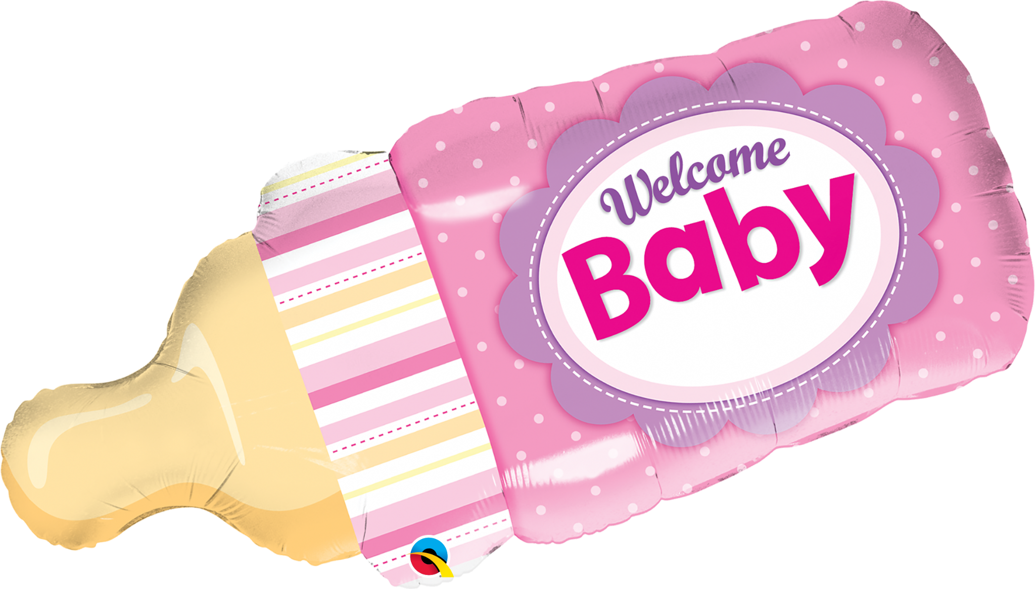 Pink 'welcome Baby' Bottle Shape Foil Balloon - Welcome Baby Bottle Balloon (2048x1167)