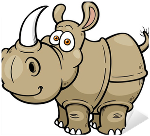 Sticker Vector Illustratie Van Cartoon Neushoorn • - Rhino Cartoon (400x400)