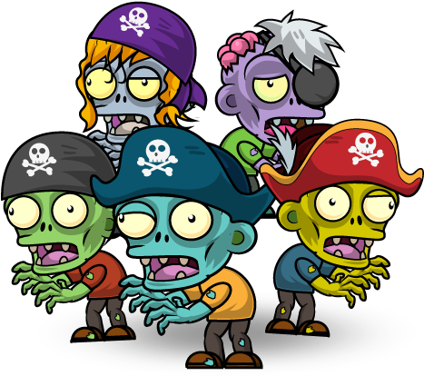 Pirate Zombies Character Set - Zombie Pirate Cartoon (600x500)