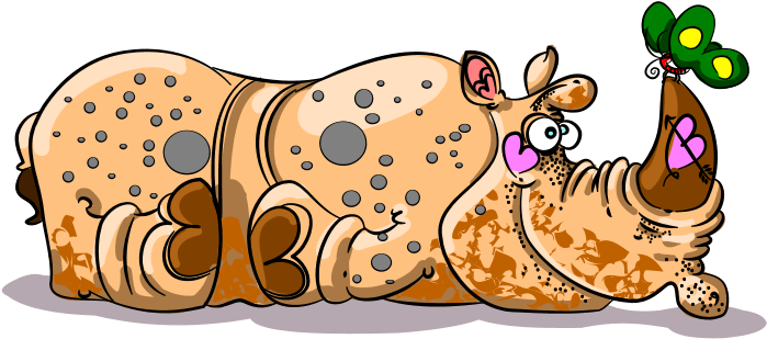 Rhino Clipart Funny - Lustiger Niedlicher Cartoon-beigerhino Puckdecke (759x379)