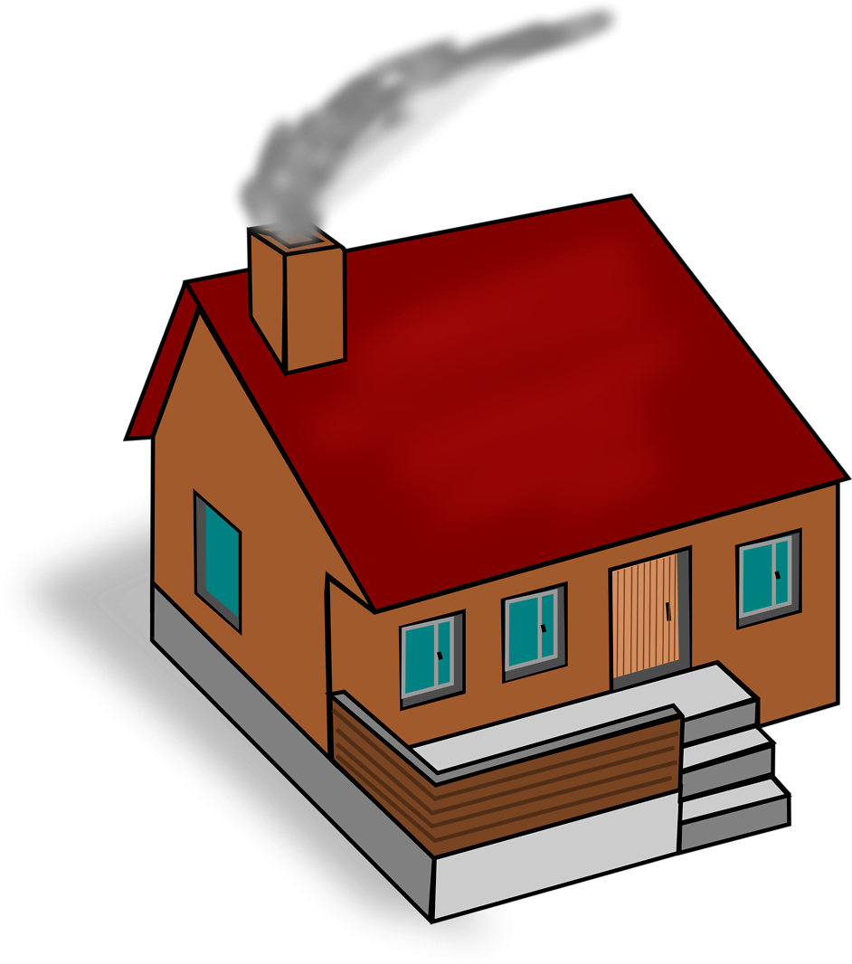 3d House Clipart - Casa Con Chimenea Humo (958x1083)