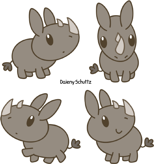 Chibi Black Rhinoceros By Daieny - Chibi Rhino (552x600)