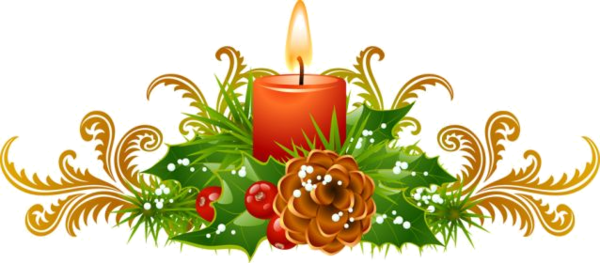 Christmas Candle Clipart Free (600x263)