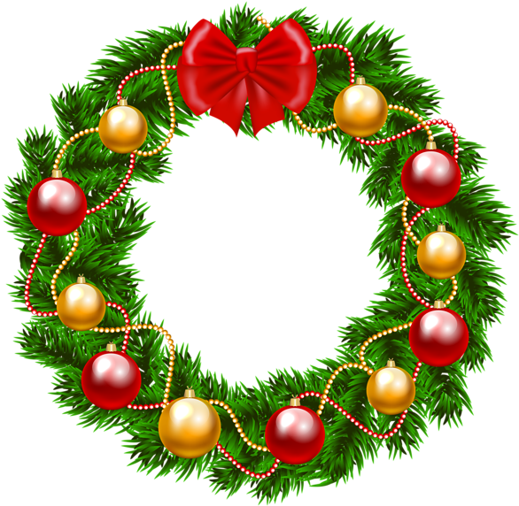 Couronne De Noel Clipart - Christmas Wreath Png Clipart (600x587)