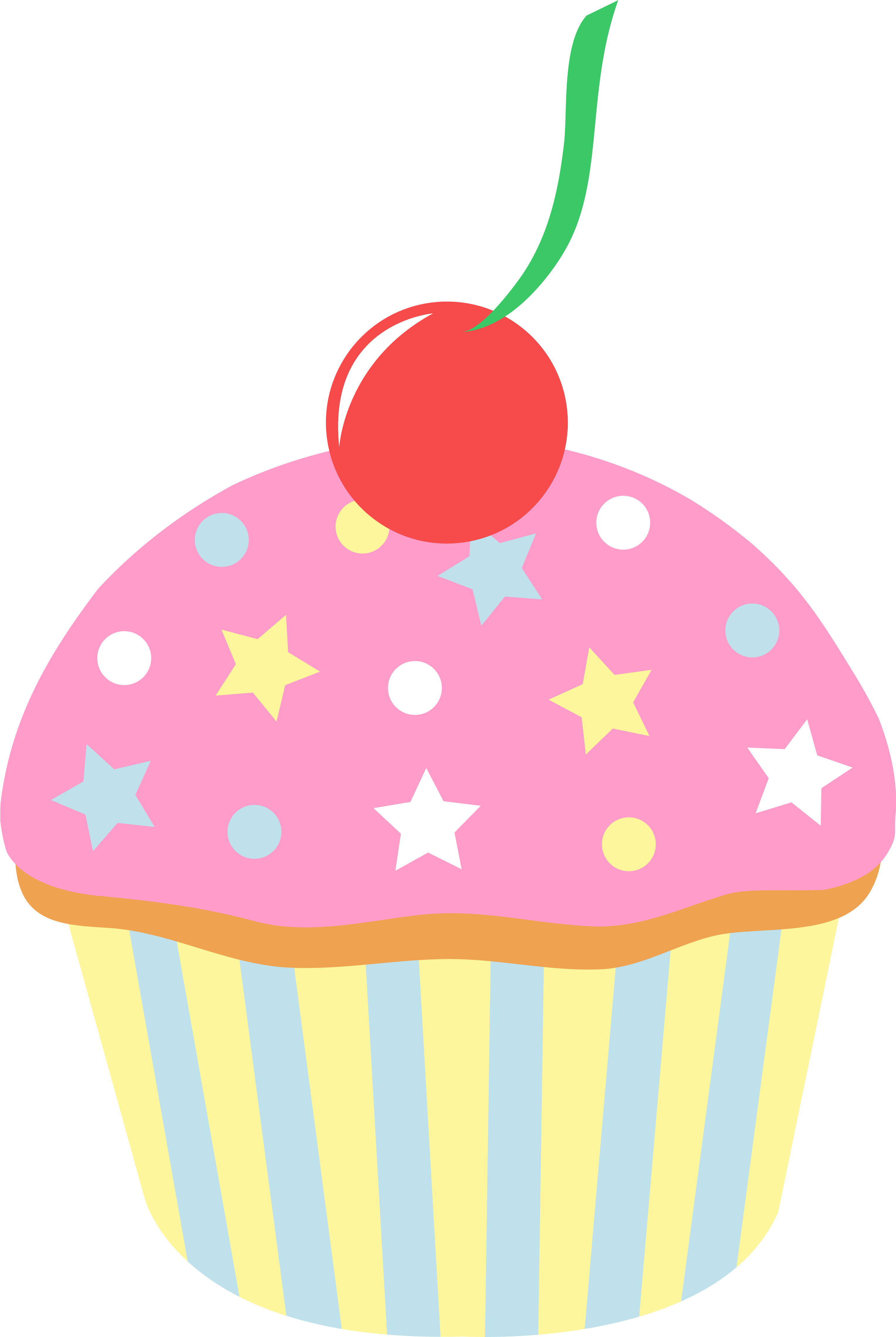 Pink Sprinkled Cupcake With Cherry - Yellow Blue And Red Flag (3053x4765)
