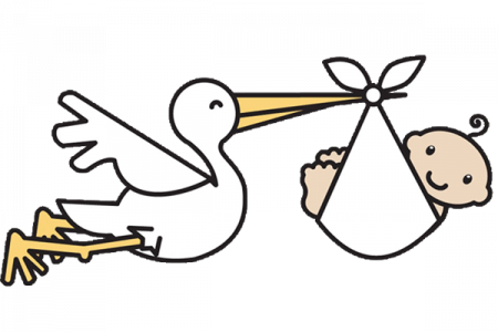 Multiple Baby Babies Stork Clip Art - Baby Shower (450x300)