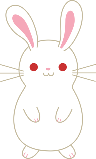 Cute White Albino Bunny Free Clip Art - Kawaii Bunny Clipart (335x550)